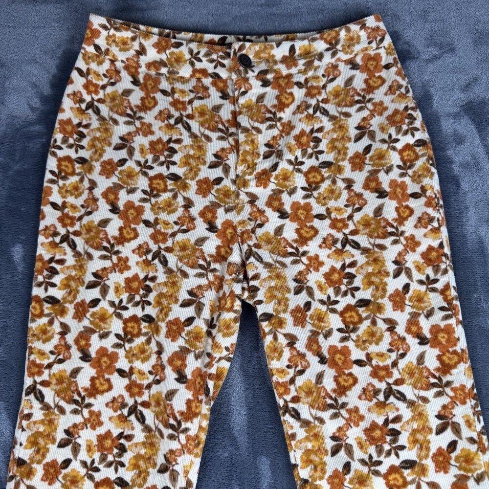 VERSONA Modern Floral Flare Corduroy Pants Bellbottom Jeans Hippie Boho Sz 0 - Picture 2 of 11